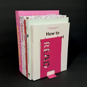 Metal READ Bookends Set of 2 Hot Pink Retro Cutout Design NWT